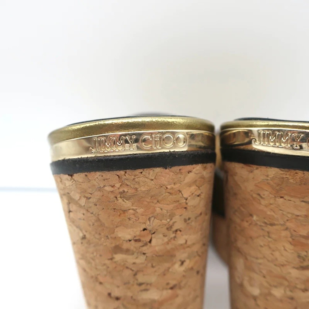 Jimmy Choo Deedee 125 Cork Platform Sandals Gold Metallic Leather Size 36 NEW - Picture 9 of 12